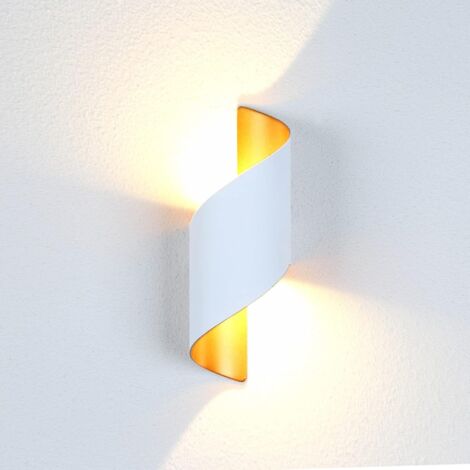 MINKUROW Aplique de pared moderno LED Aplique de pared 10W Espiral Diseño de moda Luces de pared de metal 3000k Iluminación blanca cálida para dormitorio, sala de estar, escaleras (blanco)