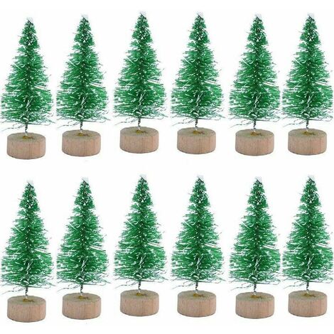 MINKUROW Árbol De Navidad Mini Miniatura Árbol De Navidad Decoración Mesa Árbol De Navidad Para Diy Dormitorio Interior (Árbol De Navidad Verde, 4.5cm-12pcs)