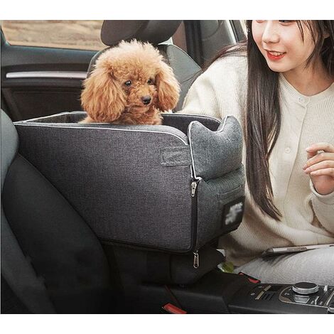 MINKUROW Asiento de seguridad para perros - Cama de viaje suave con cinturón de seguridad - Asiento de automóvil para perros y mascotas - Cesta de viaje - Arnés de seguridad
