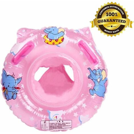 MINKUROW Aufblasbarer Baby-Schwimmring, Baby-Schwimmring mit Badesitz, Baby-Schwimmtrainer, Baby-Schwimmreifen, aufblasbarer Kleinkind-Schwimmreifen (Rosa)