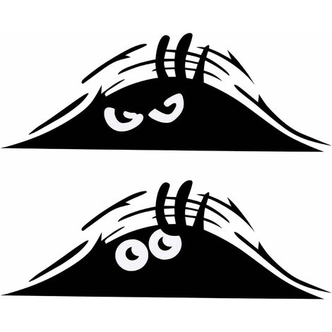 MINKUROW Aufkleber für Auto, Automobil, Motorrad, Fahrrad, 2 Stück, wütende Monster, Monster, Augen, beängstigend, Stiftaugen, Elfen, Regenmantel, Lächeln und Wut, Autoaufkleber
