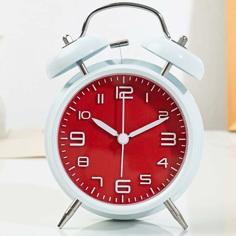 MINKUROW Aufwachwecker, Kindern beibringen, ihre Zeit klug zu planen, Schreibtischdekoration aus Eisen, 11,4-Zoll-Wanduhr, Farbe: Weiß und Rot