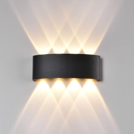 MINKUROW Außenwandleuchte 6 W LED Moderne Wandleuchten Wandbeleuchtung Schwarz Wandleuchten für Wohnzimmer Aluminium Außenwandleuchte für Veranda Innenhof Schlafzimmer (3000k)
