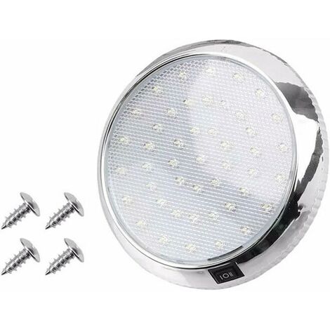 MINKUROW Auto-Innenbeleuchtung DC 12 V 46 LED Rundes Dachlicht mit Schalter, geeignet für Wohnmobile und Wohnmobile, silberweißes Licht