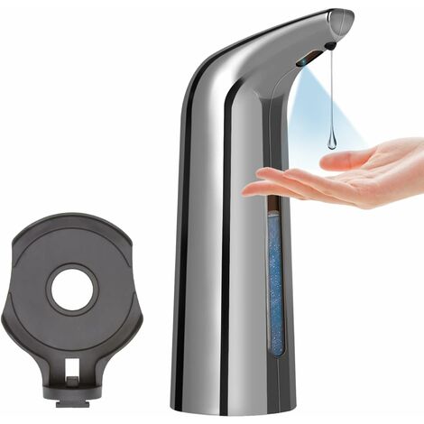 MINKUROW Automatischer Seifenspender, berührungsloser Seifenspender mit Infrarotsensor, IPx6 wasserdicht, für Familie, Schule, Büro, Hotel, Restaurant (Silber)