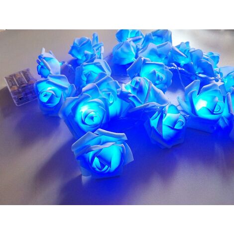 MINKUROW Batteriebetriebene LED-Rosen-Lichterkette für Hochzeit, Zuhause, Party, Geburtstag, Festival, Innen- oder Außendekoration (blaue Rose, blaues Licht, 2 m) – 20 LEDs
