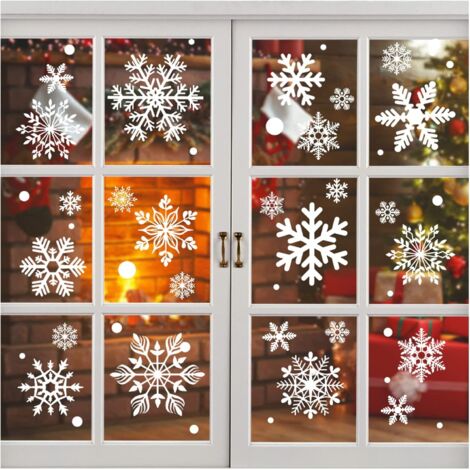 MINKUROW Bcc 12 Weihnachtsschneeflocken-Fensteraufkleber,Weihnachtsschneeflocken-Fensteraufkleber,Weihnachtsschneeflocken-Aufkleber,Abnehmbare Fensterdekorationsaufkleber,Für Weihnachtsfensterdekorati