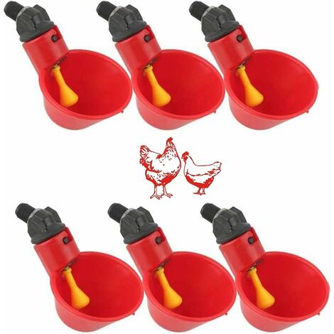 MINKUROW Bcc 6pcs Abbeveratoi Di Pollame, Abbeveratoio Automatico Portatile Per Pollame, Con Abbeveratoi Ciotole Di Plastica Rossa Da Giardino Pollo Gregge Anatra Mangiatoia Per Uccelli, Per Anatra Pi