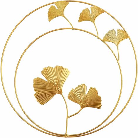 MINKUROW Bcc Escultura De Pared De Metal Deja Hojas De Ginkgo De Hierro (Doble Ronda) Decoración Adecuada Para La Decoración Del Hotel De La Sala De Estar De La Oficina En El Hogar