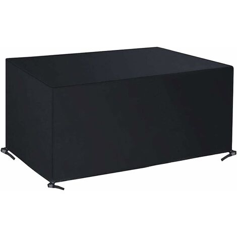 MINKUROW Bcc Gartenmöbel-Abdeckung, 140 x 140 x 90 cm, Polyester, schwarz, Oxford-Gewebe, Gartenmöbel-Abdeckung, wasserdichte Gartentischabdeckung mit Kordel und Druckknopf
