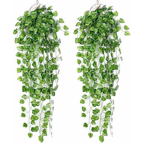 MINKUROW Bcc Gefälschte Pflanze, Künstliche Wassermelonenblatt-Kränze 2 Stück, Künstliche Gefälschte Wassermelonenblatt-Kranzdekoration, Geeignet für Party, Hochzeit, Küche, Garten und Büro.