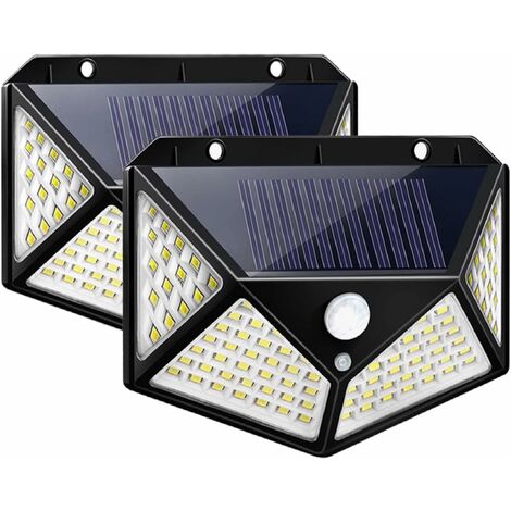 MINKUROW Bcc Lampada Solare Per Esterni, Lampada Solare, Applique Da Parete Impermeabile Ip65, 100 Led, Illuminazione A 270°, 3 Modalità, Ultra Brillante 1600lm, Per Cancelli Da Giardino, Recinzioni [