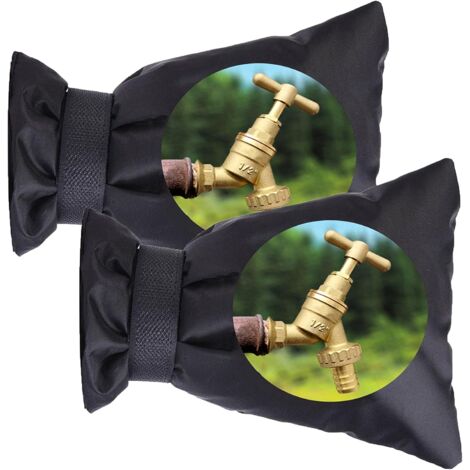 MINKUROW Bcc Paquete De 2 Cubiertas De Grifo, Protección Contra Heladas Para Invierno, Protección Contra Heladas Para Grifo De Jardín Al Aire Libre, Cubierta Térmica Impermeable Para Grifo (Negro, 18 