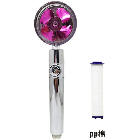MINKUROW Bcc Propeller-Duschkopf, 360°-Rotation, Wassereinsparung, Turbolader-Kit, einstellbare Wassermenge, drehbarer Hochdruck-Duschkopf mit Filter und Pausenschalter (Lila)