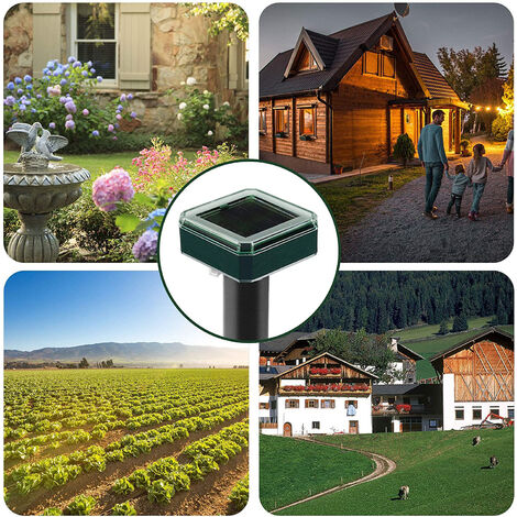 MINKUROW Bcc Repelente De Animales Con Energía Solar Ultrasónico Cuadrado, Ip65 Repelente A Prueba De Agua Repelente De Ratones Con Energía Solar Repelente De Ratones Repelente De Ratones Jardín Al Ai