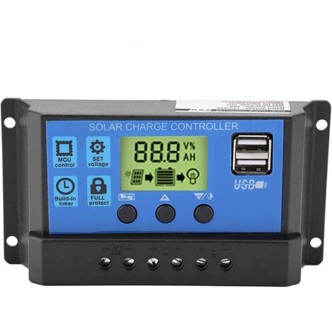 MINKUROW Bcc12v 24v Dual-USB-Solarpanel-Laderegler, 30a Solarladeregler (30a)