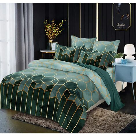 MINKUROW Biancheria Da Letto A Righe Verde Scuro 135x200 Microfibra 2 Pezzi Set Di Biancheria Da Letto Copripiumino Copripiumino Geometrico Copripiumino Moderno Biancheria Da Letto