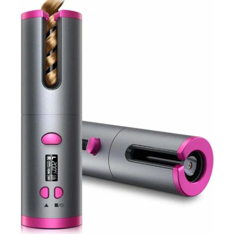 MINKUROW Bigodino Per Capelli Automatico Cordless, Bigodino Per Capelli Portatile Ricaricabile Usb Con Rivestimento In Ceramica E 6 Impostazioni Di Temperatura, Ferro Arricciacapelli Intelligente Anti