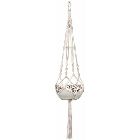 MINKUROW Blumentopf Seil Pflanzenhänger Makramee Hängepflanzer Pflanzenhänger Baumwolle Blumentopf Hängende Dekoration Garten Schlafzimmer Pflanzenhalter 105cm