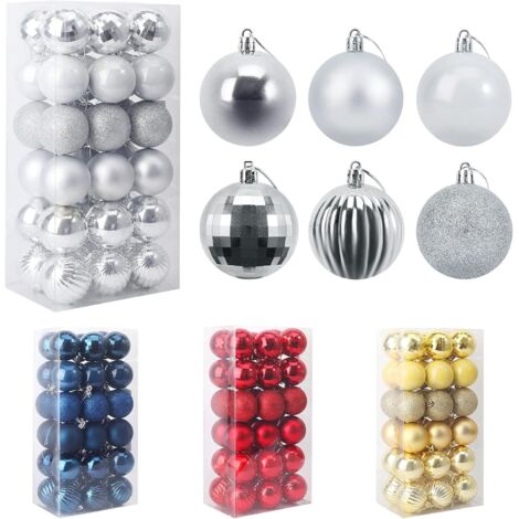 MINKUROW Bolas De Navidad, 36 Piezas Bolas De Navidad De Plástico De 4 Cm, Bolas De Decoración De Navidad, Bolas De Navidad Plateadas, Decoraciones Para Árboles De Navidad Decoraciones Para Árboles De