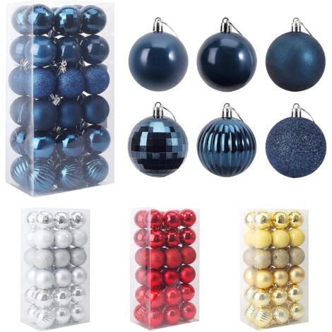 MINKUROW Bolas De Navidad, 36pcs 6cm Bolas De Navidad De Plástico, Bolas De Decoración De Navidad, Bolas De Navidad Azules, Decoraciones Para Árboles De Navidad Decoraciones Para Árboles De Navidad