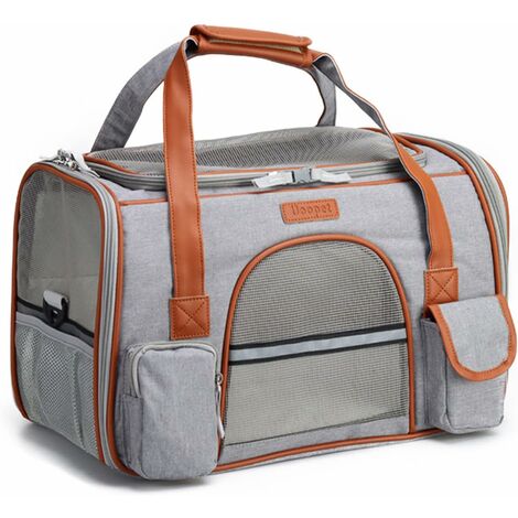 MINKUROW Bolsa Transportadora Para Perros Y Gatos, Bolsa Transportadora Transpirable Para Mascotas Con Tapete De Lana Lavable, Bolsa Transportadora Para Perros Con Correa Ajustable Para El Hombro, Tir