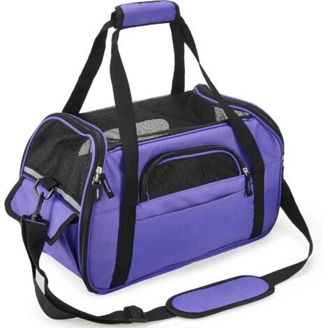 MINKUROW Bolso Portador De Mano O Hombro Para Gatos Para Cachorro Gatito Canasta Portadora De Gatos Para Viajar En Avión Tren Coche Avión Aprobado ((43 x 20 x 29 Cm) Púrpura)