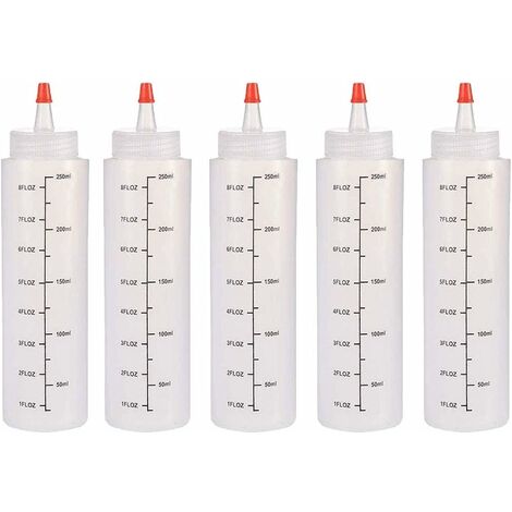 MINKUROW Botella De Salsa De 5 Piezas, Botella De Condimento Exprimible De 250 Ml A Prueba De Fugas Y 100% Libre De Bpa, Botella De Salsa De Plástico Utilizada Para Mostaza, Aceite De Oliva, Salsa De