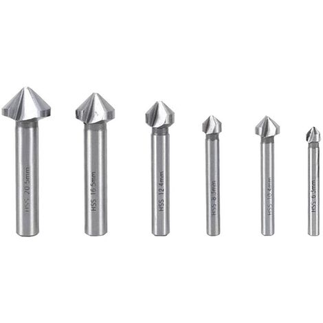MINKUROW Brocas Para Avellanar, Paquete De 6, Avellanador De Metal, Avellanador De Madera, Cortador De Bisel Hss, Broca Avellanadora De 90 Grados, Herramienta De Biselado De Metales Para Bricolaje Y C