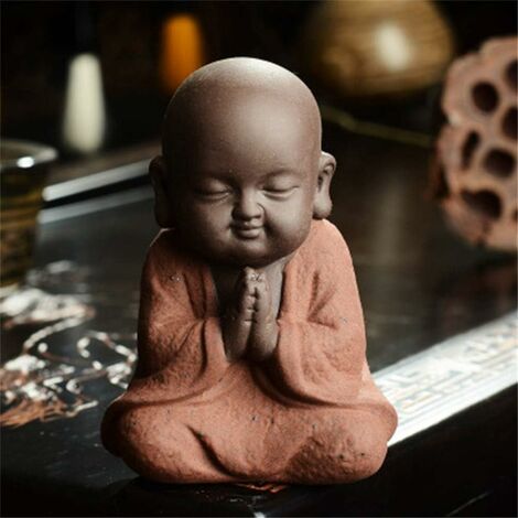 MINKUROW Buddha-Statuen Kleiner Mönch Farbe Sand Keramik Handwerk Figur Skulptur Fengshui Sandstein Desktop-Dekoration, Skulptur Kunsthandwerk Dekoration Heimtextilien Ornamente B