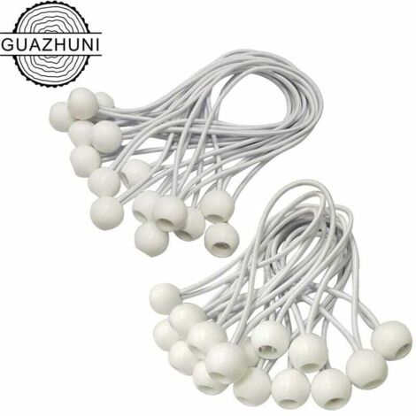 MINKUROW Bungee Cord, Bungee Cord, Tensor De Lona De 30 Piezas Para Pancarta, Lona, Pabellón, Tienda De Campaña, Arnés De Extensión De Cortinas, Soporte De Lona (Blanco-150 Mm)