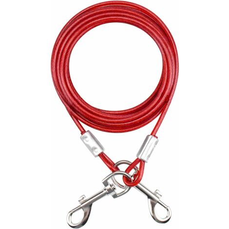MINKUROW Cable De Sujeción Para Perros De Hasta 40 Kg, Cables De Sujeción Correa De Cable Correa Cadena De Metal Para Perros Pequeños Y Medianos (Rojo, 15m)