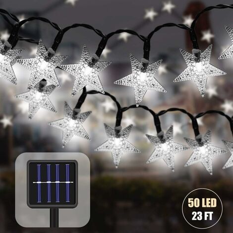 MINKUROW Cadena De Luces Solares Para Exteriores Con Sensor De Luz 7m 50 Led Cadena De Luces Estrellas A Prueba De Agua Bolas De Cristal Luces De Navidad Decoración Para Interiores Y Exteriores Jardín