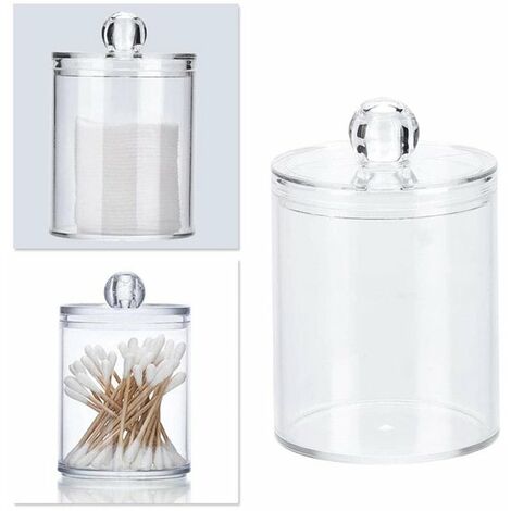 MINKUROW Caja De Almacenamiento De Baño De 2 Piezas, Almacenamiento De Baño De Plástico Pequeño Con Tapa, Caja De Almacenamiento Para Algodones O Cosméticos, Transparente