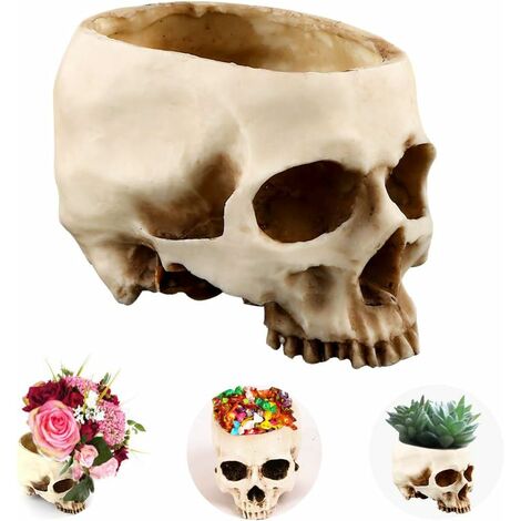 MINKUROW Calavera De Halloween Resina Calavera Cenicero Figuras Decorativas Góticas Calavera, Calaveras Multifuncionales Decoración Maceta Cuenco Para Dulces