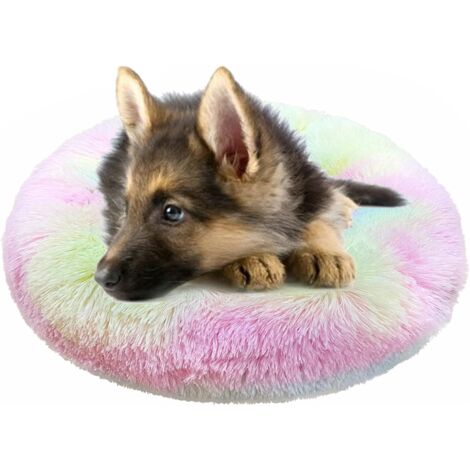 MINKUROW Cama Para Mascotas Para Gatos Y Perros Cama Redonda Para Perros De Felpa Cama Para Gatos Reutilizable (50 Cm, Arco Iris)