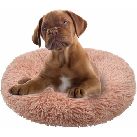 MINKUROW Cama Para Mascotas Para Gatos Y Perros Cama Redonda Para Perros De Felpa Cama Para Gatos Reutilizable (50 Cm, Color Crema)