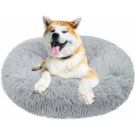 MINKUROW Cama Para Mascotas Para Gatos Y Perros Cama Redonda Para Perros De Felpa Cama Para Gatos Reutilizable (60 Cm, Gris Claro)