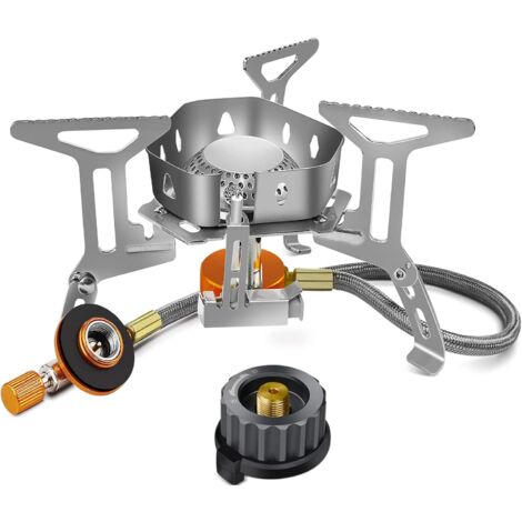 MINKUROW Camping-Gaskocher, 3500 W tragbarer Camping-Brenner mit Adapter, winddichter faltbarer Gaskocher mit Piezo-Zündung für Wandern/Outdoor/Grillen/Trekking