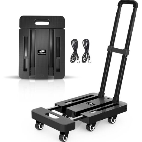 MINKUROW Carrello Manuale Pieghevole, 227KGS Carrello Multiuso per Camion con Piattaforma per Impieghi Pesanti con 6 Ruote e 2 Corde Elastiche per Bagagli, Viaggi, Auto, Shopping, Trasloco e Ufficio,