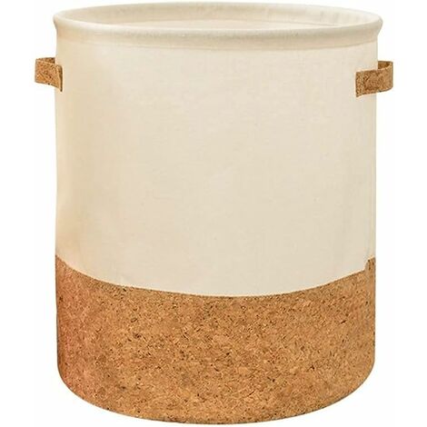 MINKUROW Cesto Para La Colada Cesto Para La Colada Cubo De Almacenamiento De Lino Y Algodón Con Asa De Corcho Cesto Para La Colada Interno Impermeable Y Portátil Cubo De Lavado Duradero