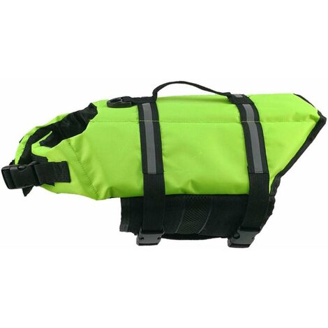 MINKUROW Chaleco salvavidas para perros de verano Mascotas Ropa de baño Ropa reflectante para perros Chaleco salvavidas para perros Cachorro Bulldog francés Pug Traje de baño-Verde L