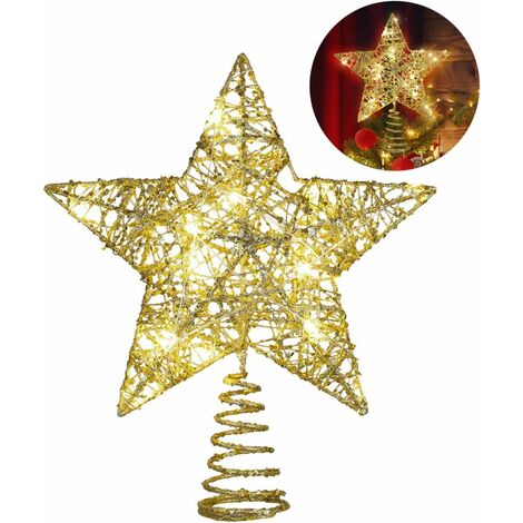 MINKUROW Christmas Star - Glitter Light Up Christmas Wreath - Xmas Wreath - Golden Star Guide Wreath - Christmas Party Wreath