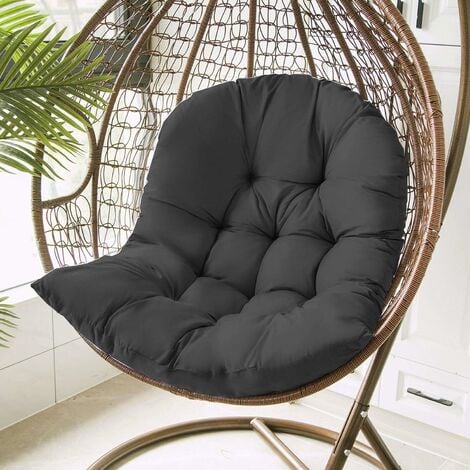 MINKUROW Cojín para sillón de ratán, columpio colgante para silla de ratán con forma de huevo, funda para cojín de jardín y patio, color negro, 80 x 120 cm