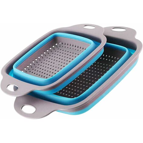 MINKUROW Colador Plegable De Silicona Para Cocina, Sin Bpa, 2 Tamaños, Cesta Plegable Para Filtro De Agua De Frutas Y Verduras Para Cocina, Camping, Viajes, Uso, Fácil De Limpiar