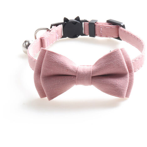 MINKUROW Collar de gato separable con pajarita, Campana linda de color sólido para gatito Seguridad ajustable Rosa