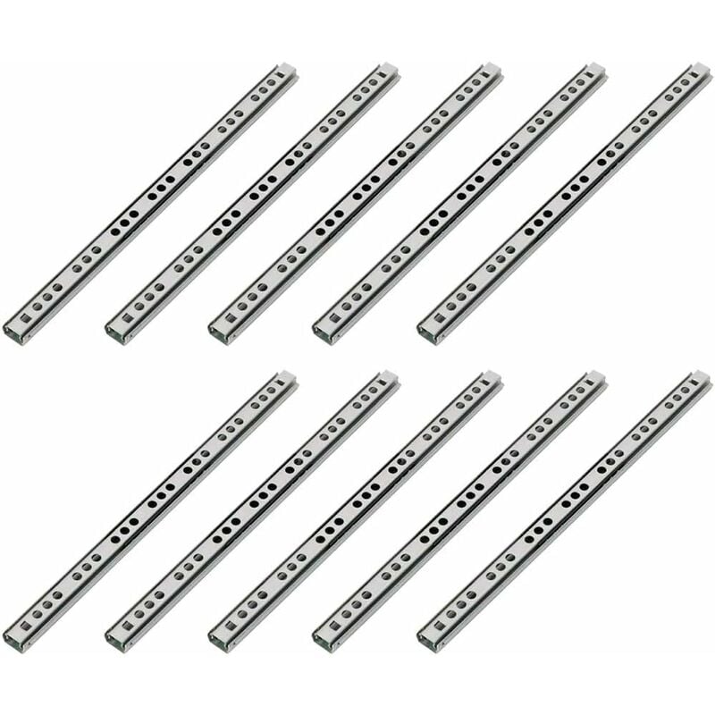 Image of Confezione da 10 guide per cassetti con scanalatura da 17 mm, lunghezza 406 mm, 5 paia di 2 guide scorrevoli per cassetti, sistema di guide per
