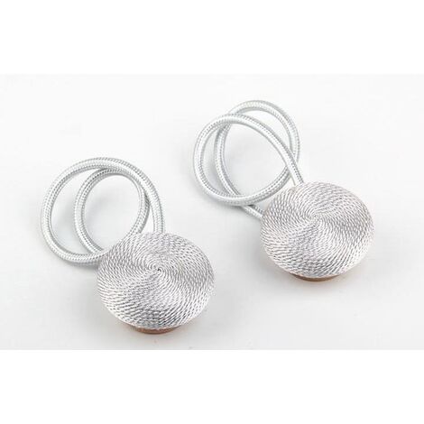 MINKUROW Confezione Da 2 Fermatenda Magnetici Per Tende, Fibbia Decorativa Per Tende Intrecciata A Mano Con Forte Magnetismo Durevole, Ferma Tenda Per Home Office, Forma Macaron - Grigio