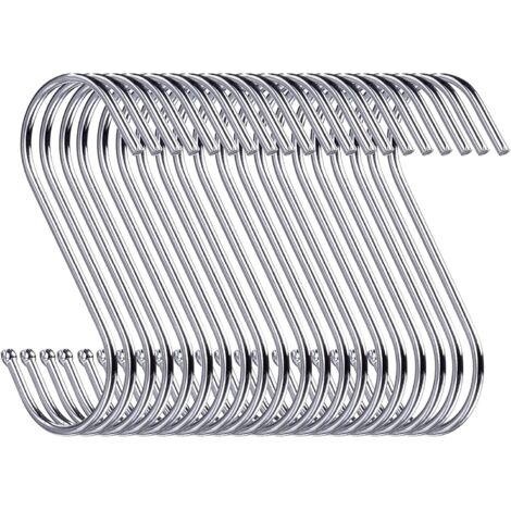 MINKUROW Confezione Da 30 Ganci S, Ganci Per Appendere 9 Cm, Ganci Per Guardaroba, Ganci Per Appendere, Appendiabiti (Argento)