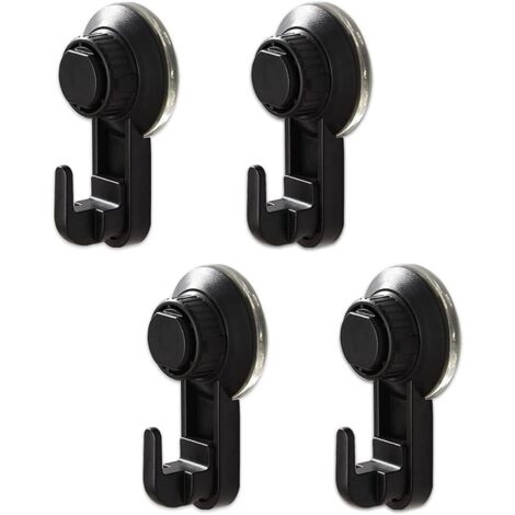 MINKUROW Confezione Da 4 Ganci Per Ventosa Sottovuoto, Ganci Per Aspirazione Extra Forte Senza Perforazione Per Finestra In Vetro Bagno Cucina Bagno Doccia, Riutilizzabili 2000 Volte, Max 5 Kg (Nero)
